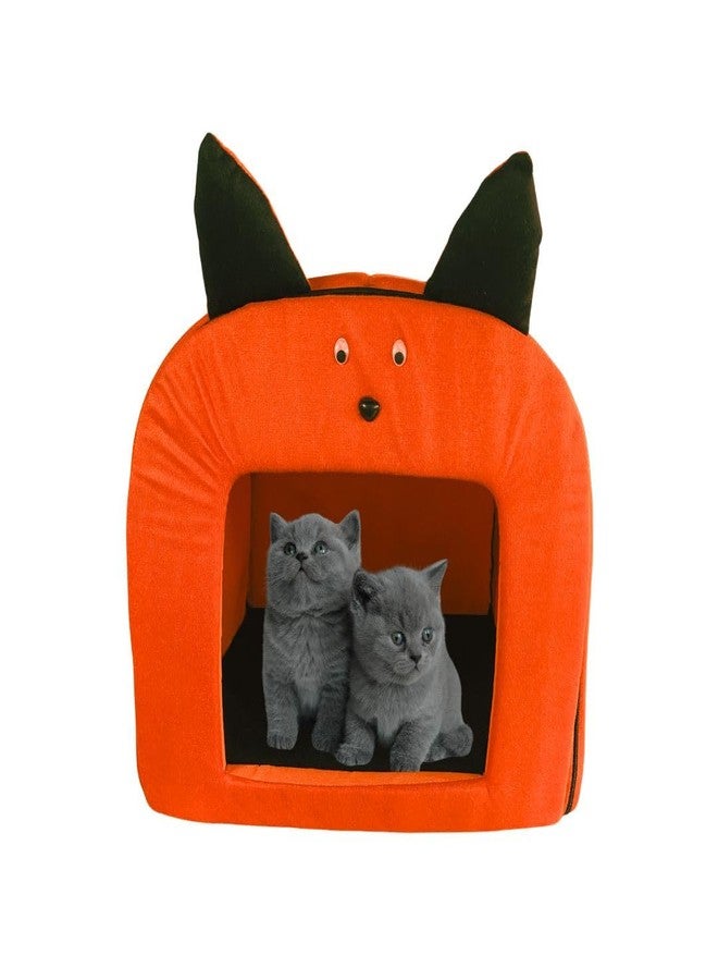 PET FUN Cozy Cat Kennel House with Removable Cushion | Comfortable & Foldable Non-Slip Warm Hut Bed Cave Tent Home Shelter for Pets Puppy Kitten,Cats Dogs and Small Pets (Colour May Vary, Free Size) - Image 1